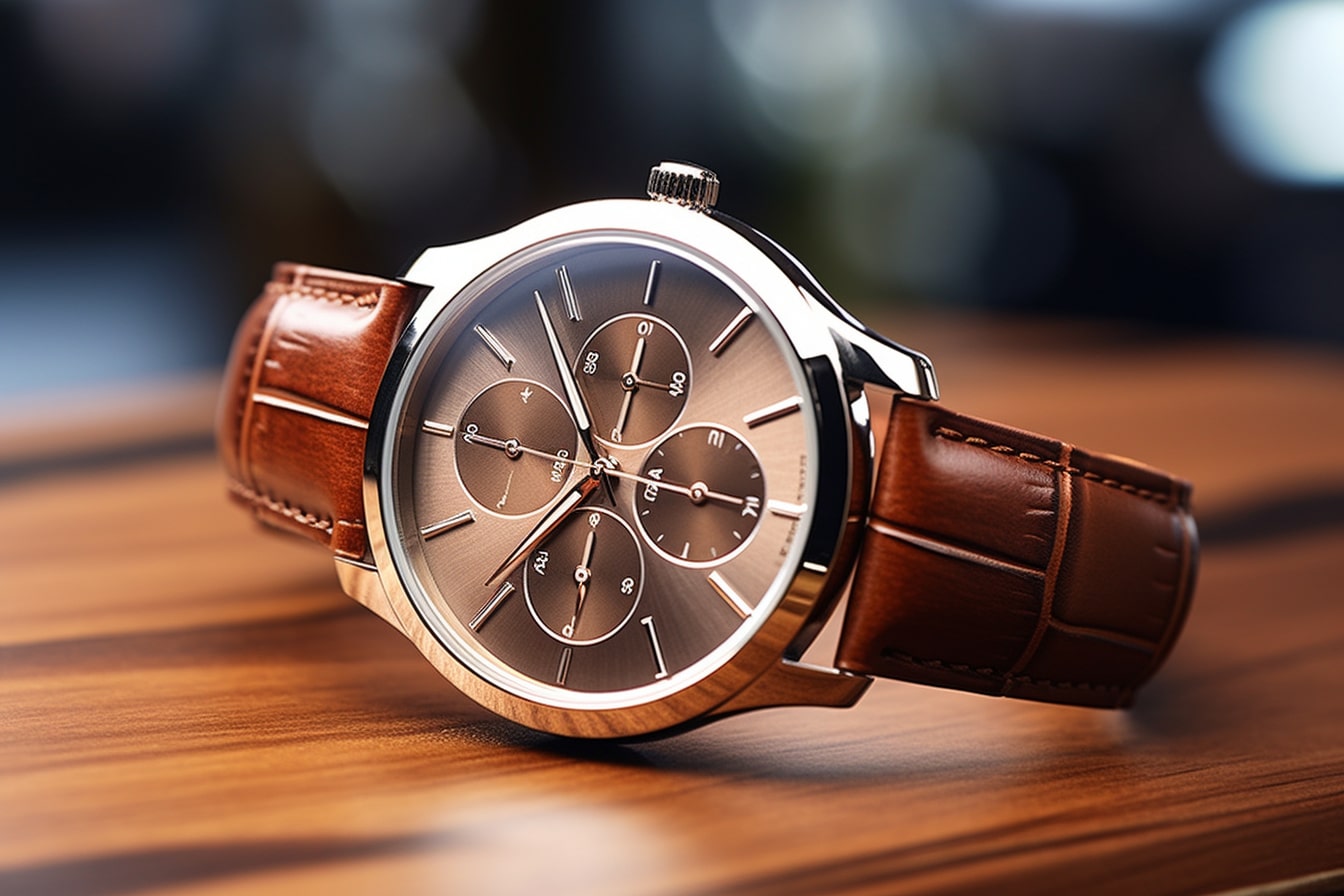 montre avec bracelet en cuir